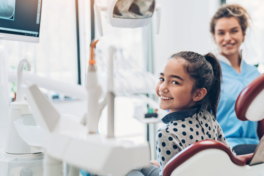 Girl preparing for a dental check-up